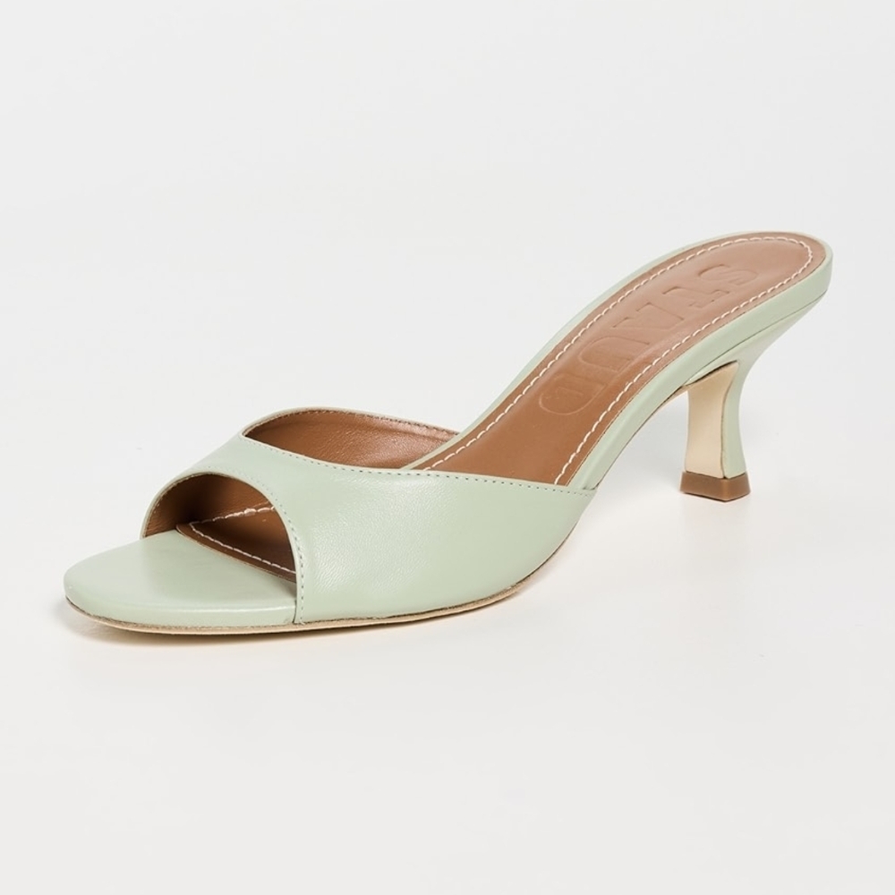 STAUD Bridgette Pale Jade Open-Toe Heels 40 - Picture 2 of 8